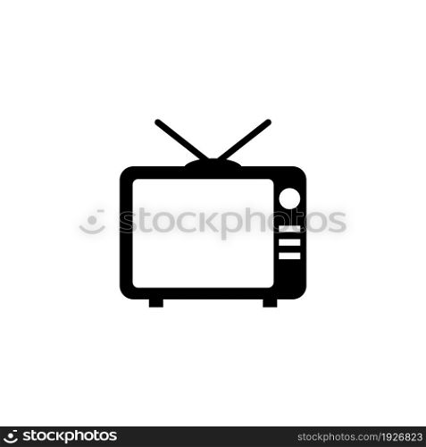 TV, Television. Flat Vector Icon illustration. Simple black symbol on white background. TV, Television sign design template for web and mobile UI element. TV, Television Flat Vector Icon