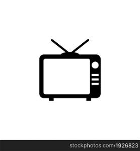 TV, Television. Flat Vector Icon illustration. Simple black symbol on white background. TV, Television sign design template for web and mobile UI element. TV, Television Flat Vector Icon