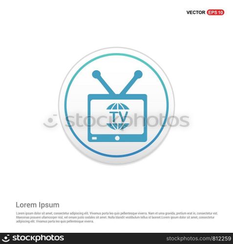 Tv, television icon - white circle button