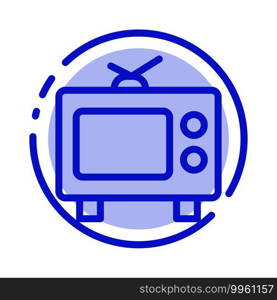 TV, Television, Media Blue Dotted Line Line Icon