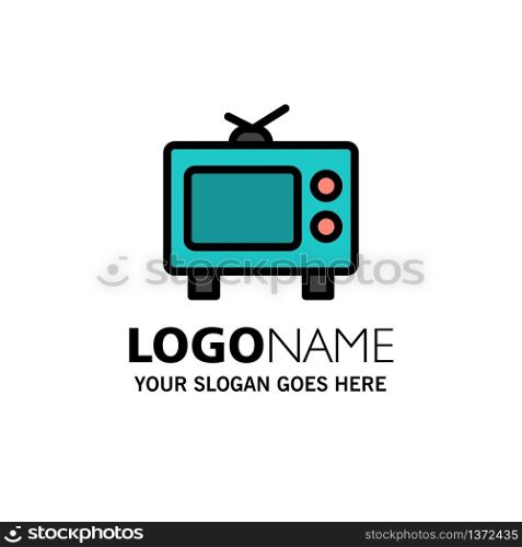 TV, Television, Media Business Logo Template. Flat Color