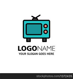 TV, Television, Media Business Logo Template. Flat Color