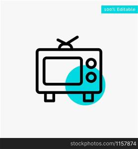 TV, Television, Media turquoise highlight circle point Vector icon