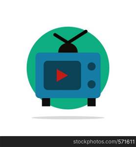 TV, Television, Play, Video Abstract Circle Background Flat color Icon
