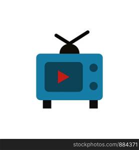 TV, Television, Play, Video Flat Color Icon. Vector icon banner Template
