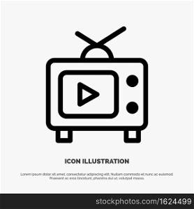 TV, Television, Play, Video Line Icon Vector
