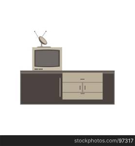 Tv unit television icon vector furniture screen design flat isolated home interior illustration