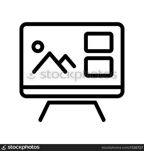TV vector icon. A thin line sign. Isolated contour symbol illustration. TV vector icon. Isolated contour symbol illustration