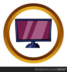 TV vector icon in golden circle, cartoon style isolated on white background. TV vector icon, cartoon style