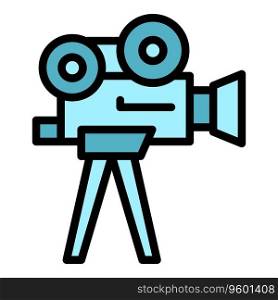 Tv video camera icon outline vector. News studio. Talk reporter color flat. Tv video camera icon vector flat