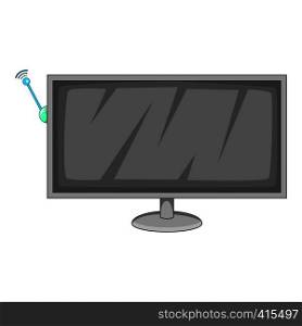 TV with wi fi connection icon. Cartoon illustration of TV with wi fi connection vector icon for web. TV with wi fi connection icon, cartoon style