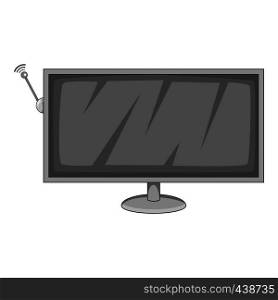 TV with wi fi connection icon in monochrome style isolated on white background vector illustration. TV with wi fi connection icon monochrome