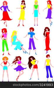 Twelve girls in different poses