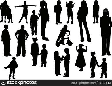 Twenty children silhouettes. Vector illustration