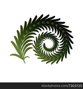Twig fern curl. Vector image isolated on white. Eps 10