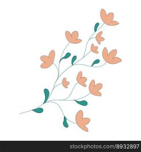 Twig flowers. Plant Branch with flowers. Vector illustration for background, banners, cover, books, brochures, fabric, clothing, papers, notebook, card, fabric, scrapbooking.. Twig flowers. Plant Branch with flowers. Vector illustration for background, cover, fabric.