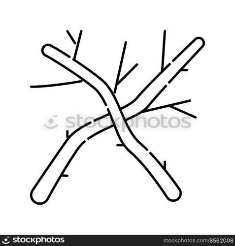 twig wood timber line icon vector. twig wood timber sign. isolated contour symbol black illustration. twig wood timber line icon vector illustration