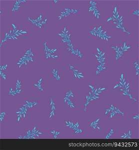 Twigs and branches with leaves, floral decoration with blossom and flourishing. Blooming wildflowers with petals and leafage. Seamless pattern, wallpaper print or background. Vector in flat style. Blooming flowers and leaves, twigs and floral
