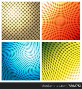 Twisted checkerboard pattern set. Isolated on white background.