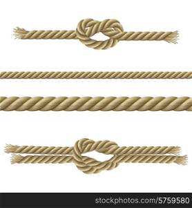 Twisted ropes nodes and sailor knots decorative set isolated vector illustration. Ropes Decorative Set