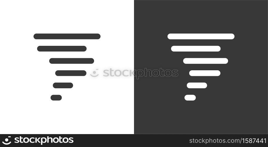 Twister. Isolated icon on black and white background. Weather glyph vector illustration