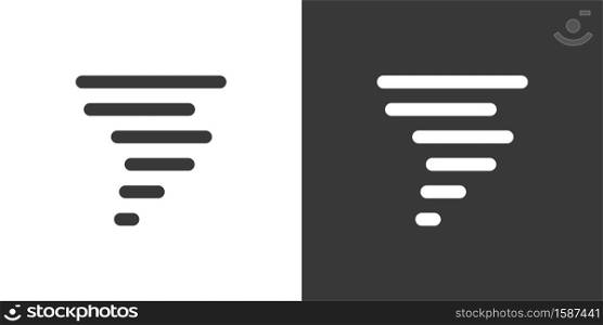 Twister. Isolated icon on black and white background. Weather glyph vector illustration