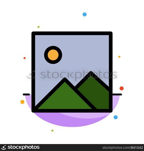 Twitter, Image, Picture Abstract Flat Color Icon Template