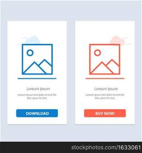 Twitter, Image, Picture  Blue and Red Download and Buy Now web Widget Card Template