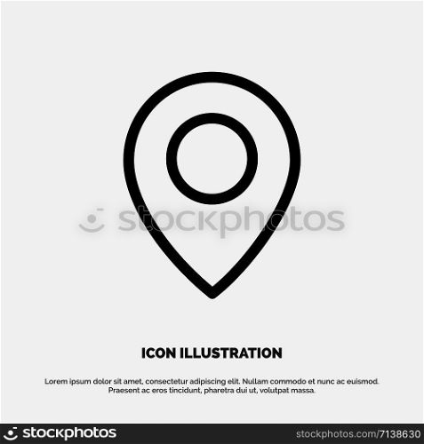 Twitter, Location, Map Line Icon Vector