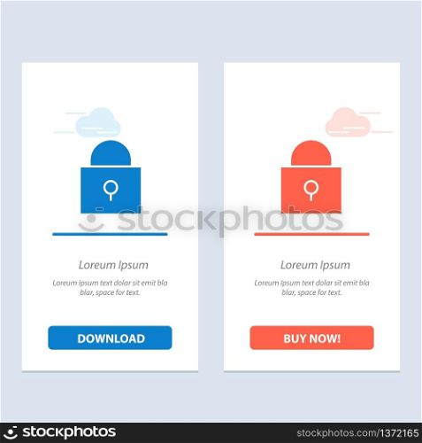 Twitter, Lock, Locked Blue and Red Download and Buy Now web Widget Card Template