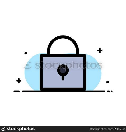 Twitter, Lock, Locked Business Flat Line Filled Icon Vector Banner Template
