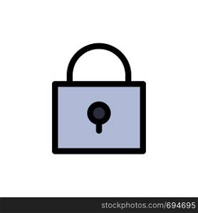 Twitter, Lock, Locked Flat Color Icon. Vector icon banner Template