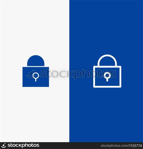 Twitter, Lock, Locked Line and Glyph Solid icon Blue banner Line and Glyph Solid icon Blue banner
