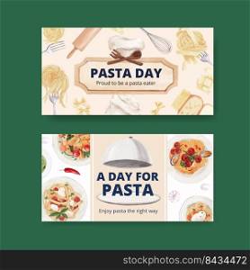 Twitter template with pasta cancept,watercolor style
