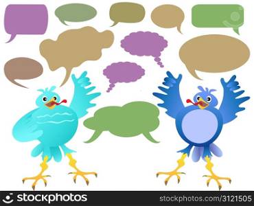 twittering birds chatting with speech bubbles