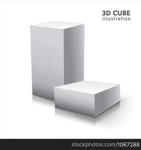 Two 3D cubes isolated on white background. Vector illustration.. Two 3D cubes isolated on white background