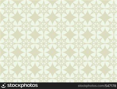 Two 4 angle star on light green circle seamless pattern in vintage style