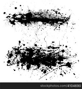 Two abstract black and white ink splat with grunge effect