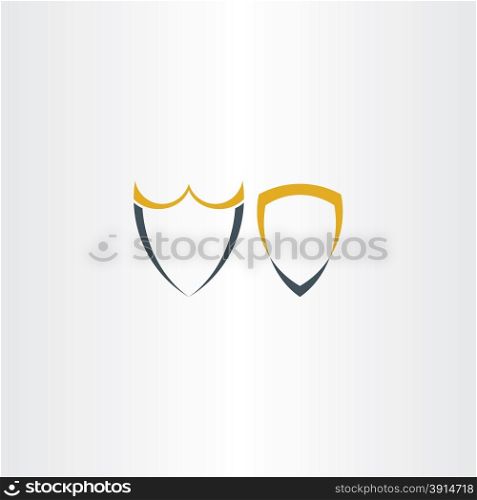 two abstract stylized shield icons symbol