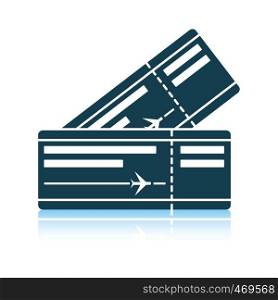 Two airplane tickets icon. Shadow reflection design. Vector illustration.