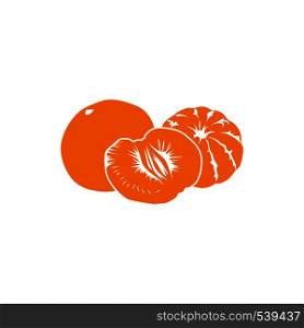 Two and half orange tangerines icon in simple style isolated on white background. Tangerine icon, simple style