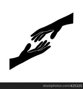 Two arms stretching towards each other black simple icon. Two arms stretching towards each other icon