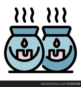 Two aroma lamps icon. Outline two aroma lamps vector icon color flat isolated. Two aroma lamps icon color outline vector