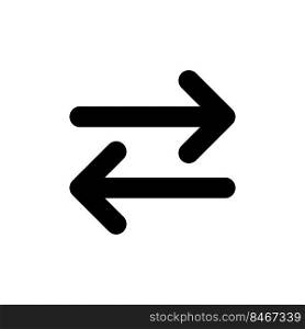Two arrows black glyph ui icon. Transaction symbol. Left and right arrows. User interface design. Silhouette symbol on white space. Solid pictogram for web, mobile. Isolated vector illustration. Two arrows black glyph ui icon