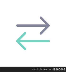 Two arrows flat color ui icon. Transaction symbol. Exchange and communication. Left and right arrows. Simple filled element for mobile app. Colorful solid pictogram. Vector isolated RGB illustration. Two arrows flat color ui icon