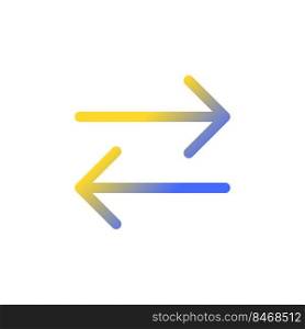 Two arrows pixel perfect gradient linear ui icon. Exchange and communication. Left and right arrows. Line color user interface symbol. Modern style pictogram. Vector isolated outline illustration. Two arrows pixel perfect gradient linear ui icon