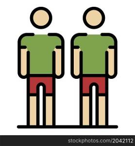 Two athletes icon. Outline two athletes vector icon color flat isolated. Two athletes icon color outline vector