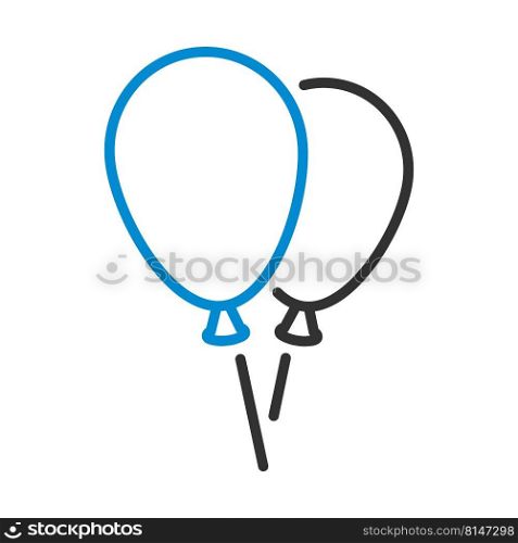 Two Balloons Icon. Editable Bold Outline With Color Fill Design. Vector Illustration.