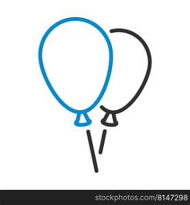 Two Balloons Icon. Editable Bold Outline With Color Fill Design. Vector Illustration.