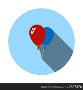 Two Balloons Icon. Flat Circle Stencil Design With Long Shadow. Vector Illustration.